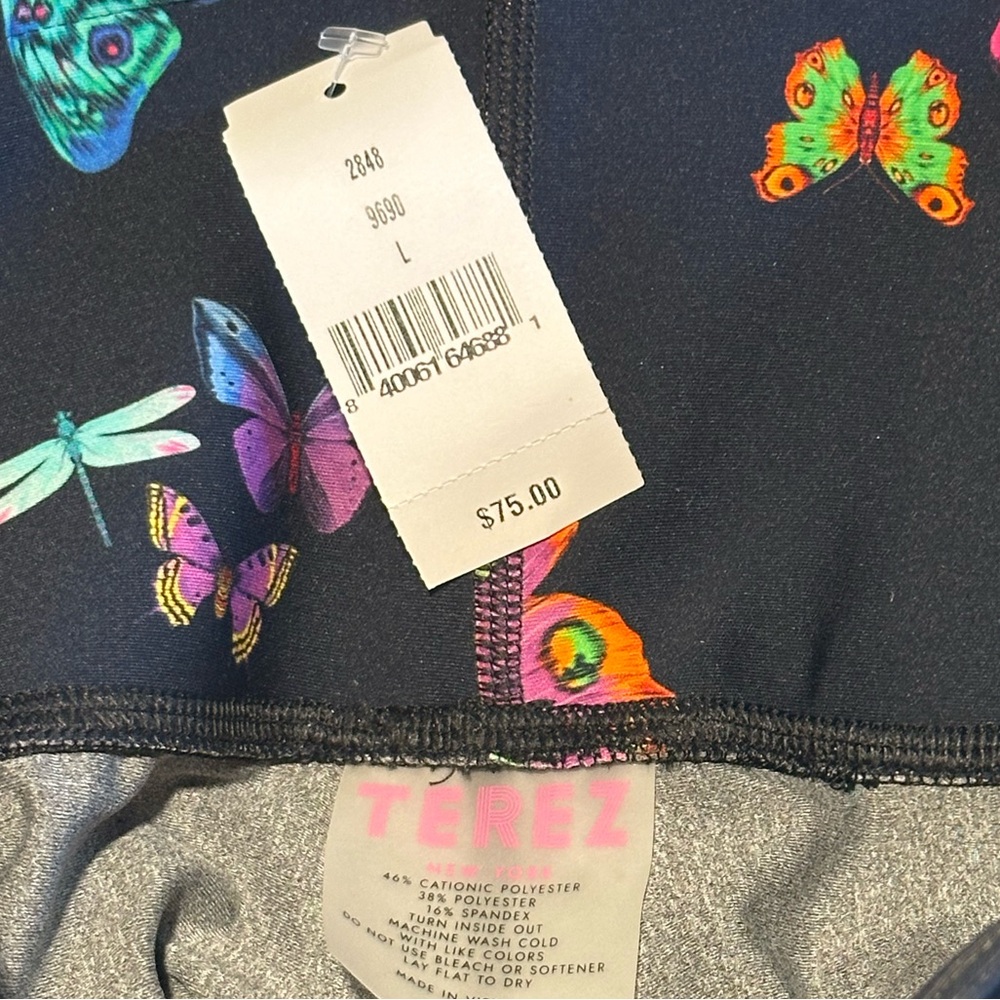 Terez Black Butterfly & Dragonfly Print Bike Shorts - Picture 3 of 3